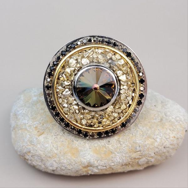 Verstellbarer Ring mit Swarovski-Kristallen "Noa" UNIKAT