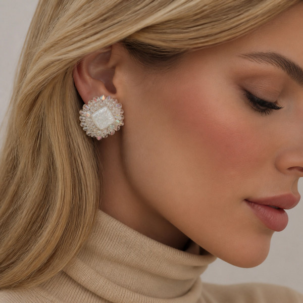 Boutonclips mit Swarovski-Kristallen "Crystal" aus den 1970er Jahren UNIKAT