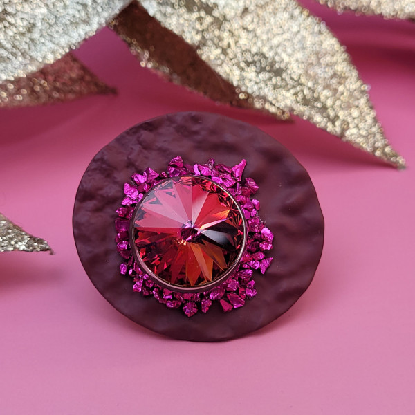 Verstellbarer Ring mit Swarovski-Kristallen "Élixir d'Or"
